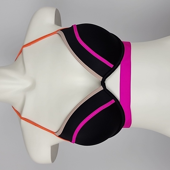 Victoria's Secret Hottie Halter String Bikini Top Push Up Neon  Orange Pink 36D - Picture 12 of 12